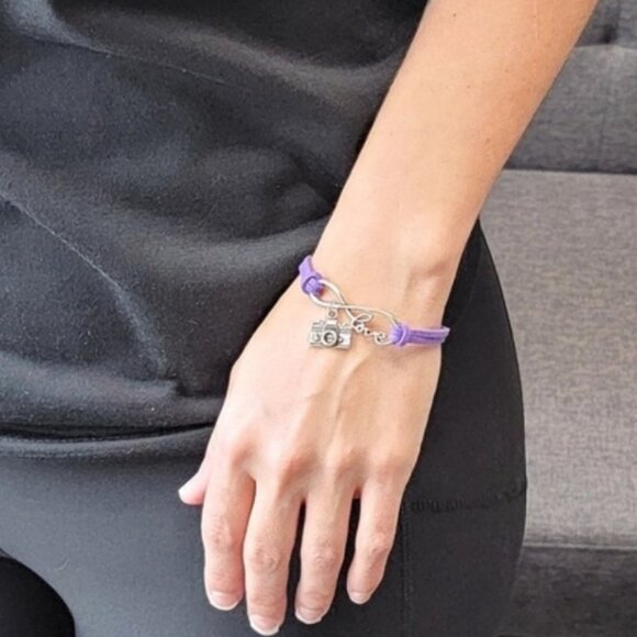 3/$20 Photographer Bracelet Camera Love Infinity Purple Suede Fashion Jewelry - Picture 6 of 7
